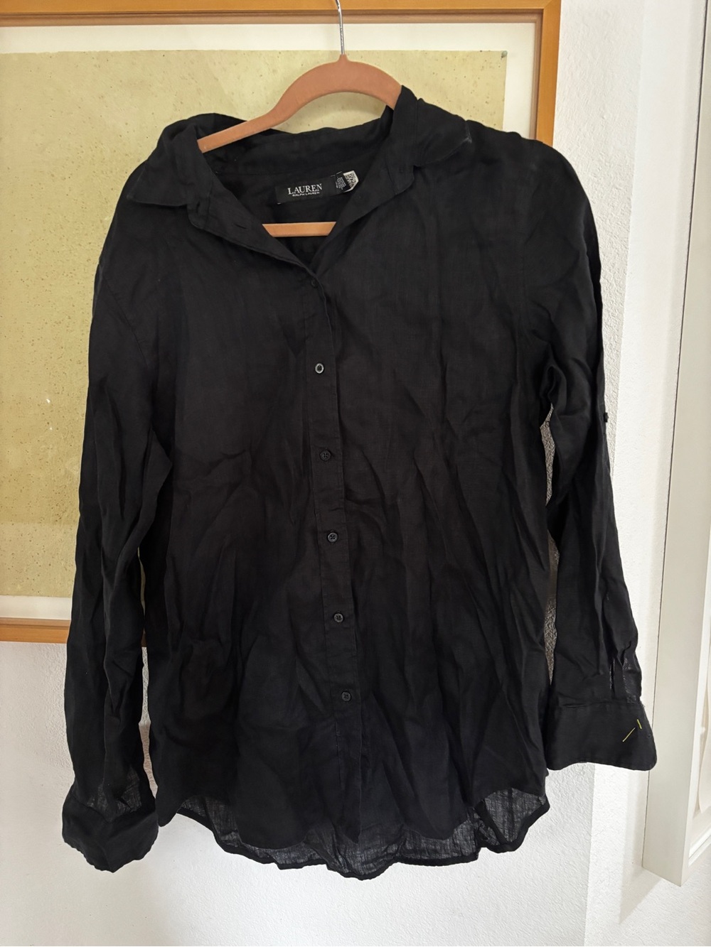LAUREN Ralph Lauren Black women’s Linen Button-Up Shirt Jacket